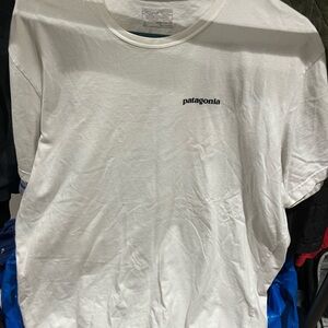 Patagonia Shirt Mens Large Fitz Roy Tarpon Logo Trout Hiking LS Yellow Fishing